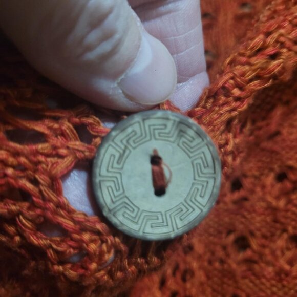Coldwater Creek Open Knit Short Sleeved Cardigan - Orange - Picture 5 of 5